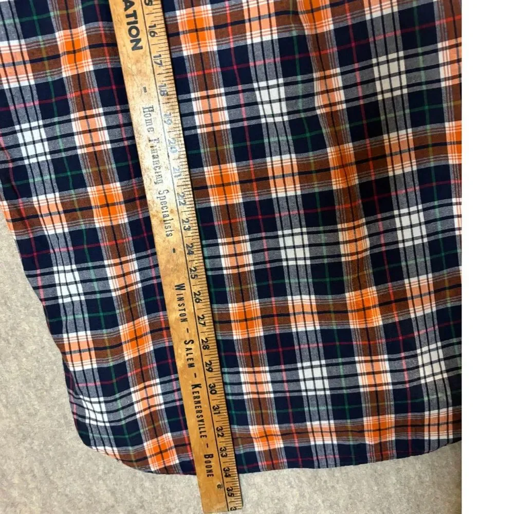 Vintage Ralph Lauren Blake Mens XL Short Sleeve Plaid Shirt Navy Orange